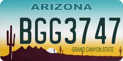 AZ license plate BGG3747