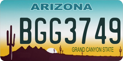 AZ license plate BGG3749