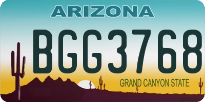 AZ license plate BGG3768