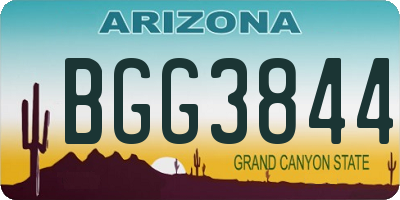 AZ license plate BGG3844