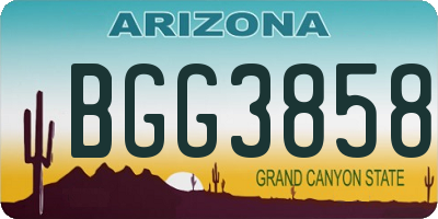 AZ license plate BGG3858