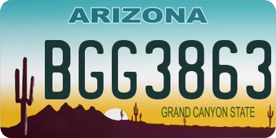 AZ license plate BGG3863