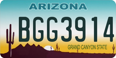 AZ license plate BGG3914