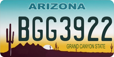 AZ license plate BGG3922