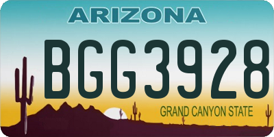 AZ license plate BGG3928