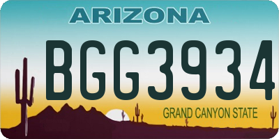 AZ license plate BGG3934