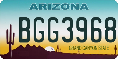 AZ license plate BGG3968