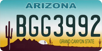 AZ license plate BGG3992