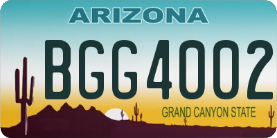 AZ license plate BGG4002