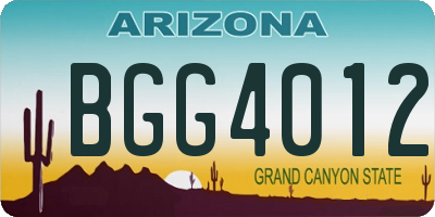 AZ license plate BGG4012