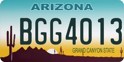 AZ license plate BGG4013