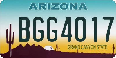 AZ license plate BGG4017