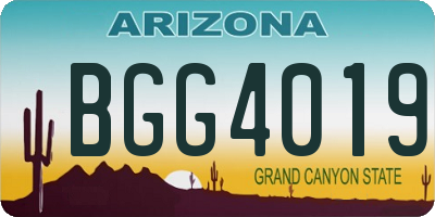 AZ license plate BGG4019