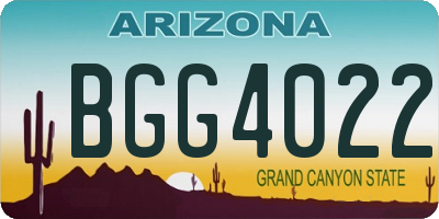 AZ license plate BGG4022