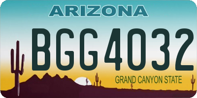 AZ license plate BGG4032