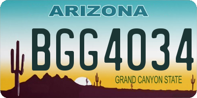 AZ license plate BGG4034