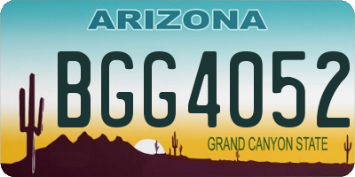 AZ license plate BGG4052