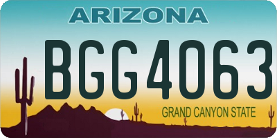 AZ license plate BGG4063