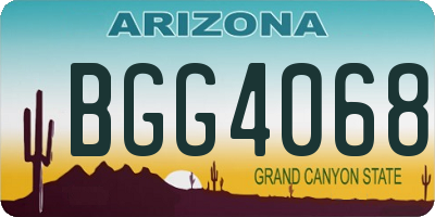 AZ license plate BGG4068
