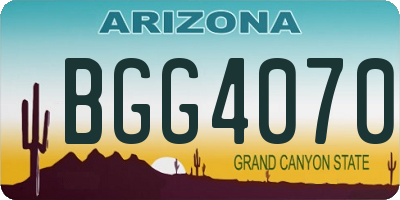 AZ license plate BGG4070