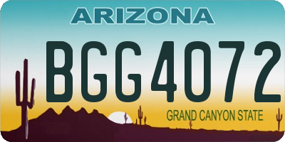 AZ license plate BGG4072