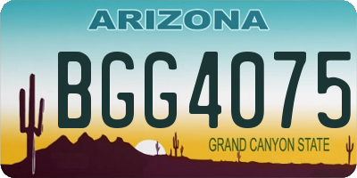 AZ license plate BGG4075