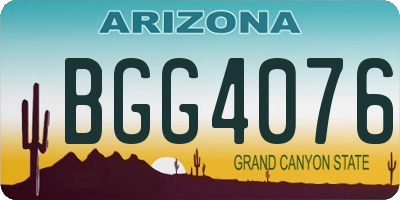 AZ license plate BGG4076