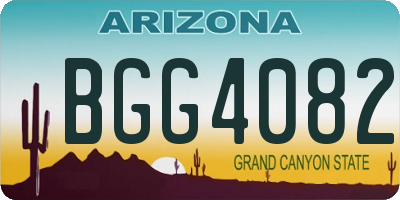 AZ license plate BGG4082