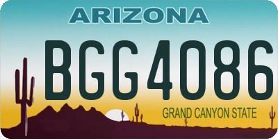 AZ license plate BGG4086