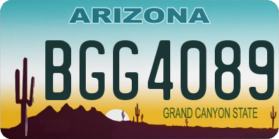 AZ license plate BGG4089