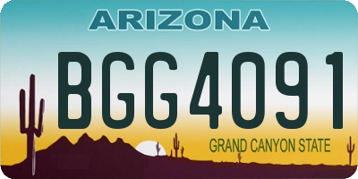 AZ license plate BGG4091
