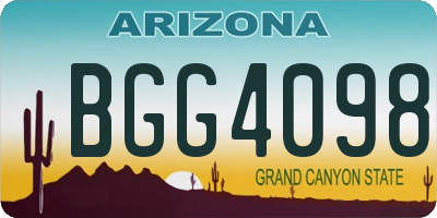 AZ license plate BGG4098