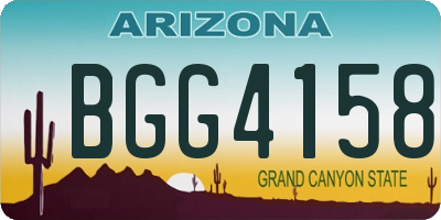 AZ license plate BGG4158