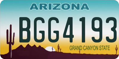 AZ license plate BGG4193