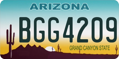 AZ license plate BGG4209