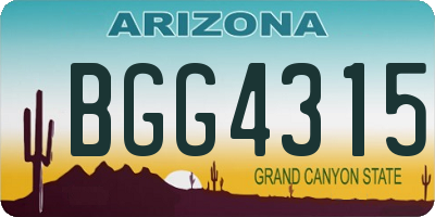 AZ license plate BGG4315