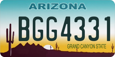 AZ license plate BGG4331