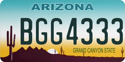 AZ license plate BGG4333