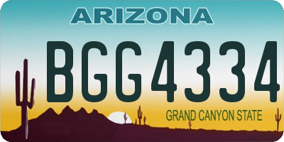 AZ license plate BGG4334