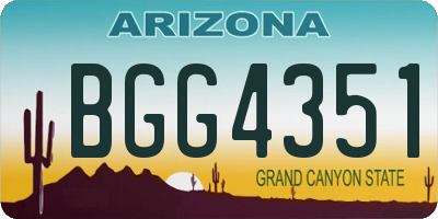 AZ license plate BGG4351
