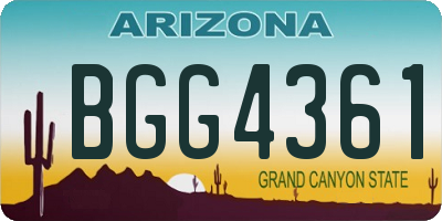 AZ license plate BGG4361