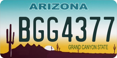 AZ license plate BGG4377