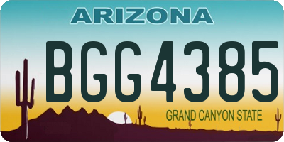 AZ license plate BGG4385