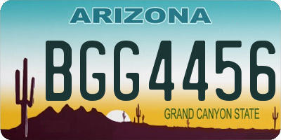AZ license plate BGG4456