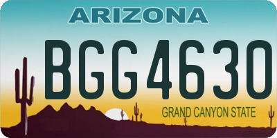 AZ license plate BGG4630