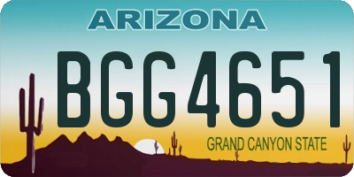 AZ license plate BGG4651