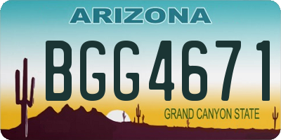 AZ license plate BGG4671