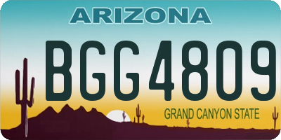 AZ license plate BGG4809