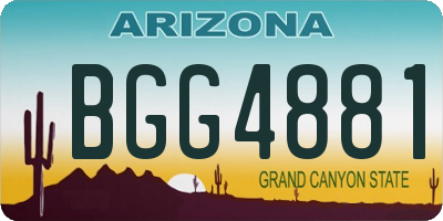 AZ license plate BGG4881