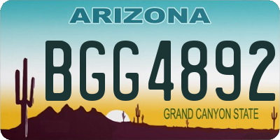 AZ license plate BGG4892